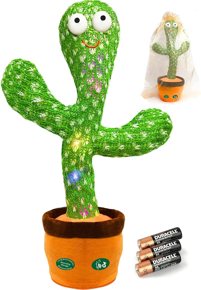 Dancing Talking Cactus Toy Singing Record Repeat What You Say